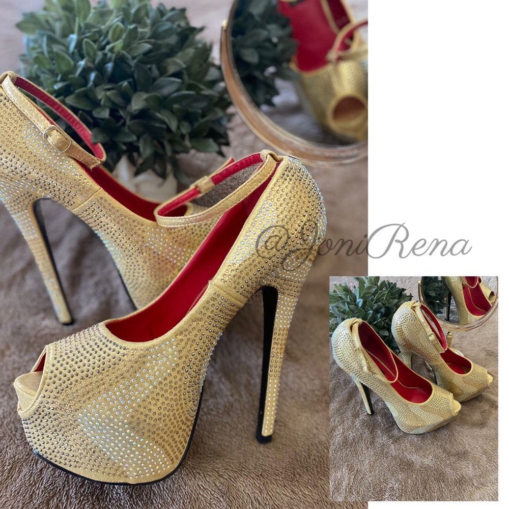 🤩GOLD Sexy Stiletto Platforms🤩 SIZE 7
